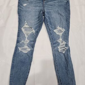 American Eagle Jeans Size 14 Super Hi-Rise Jegging Distressed